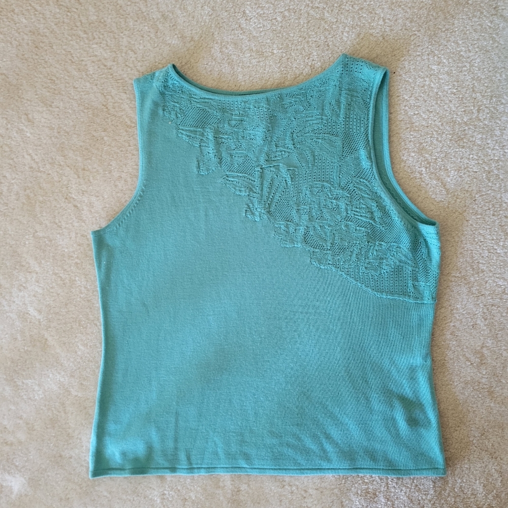 Norton McNaughton turquoise sleeveless knit shell
